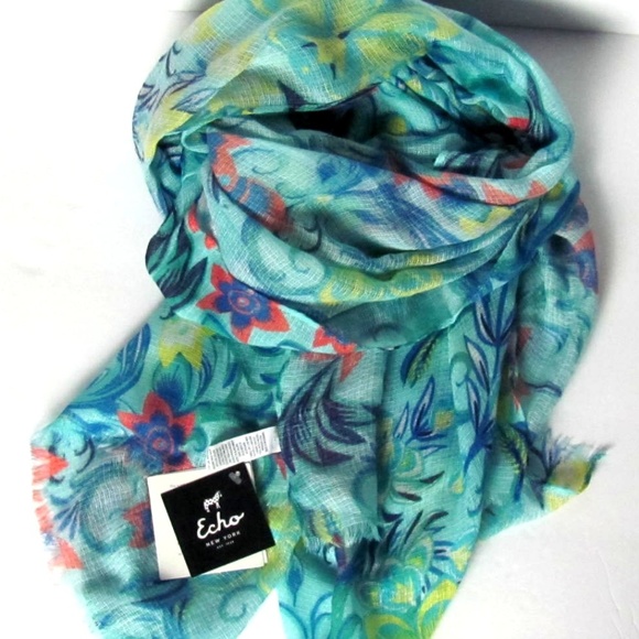 ECHO Green GEO Print Multi-colored Scarf - Picture 2 of 5